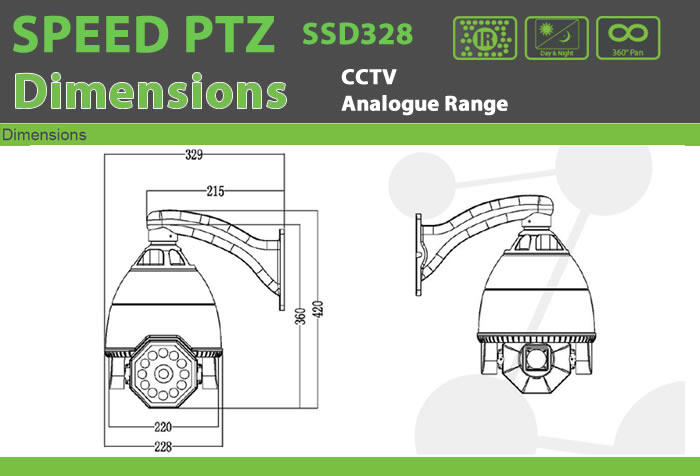 SSD328 CCTV Cameras Analogue SPEED PTZ Range Product - CCTV Analogue security and access control products