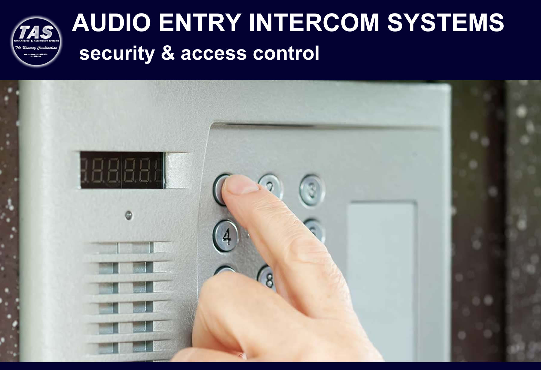 TAS Intercoms audio entry intercoms - security control banner