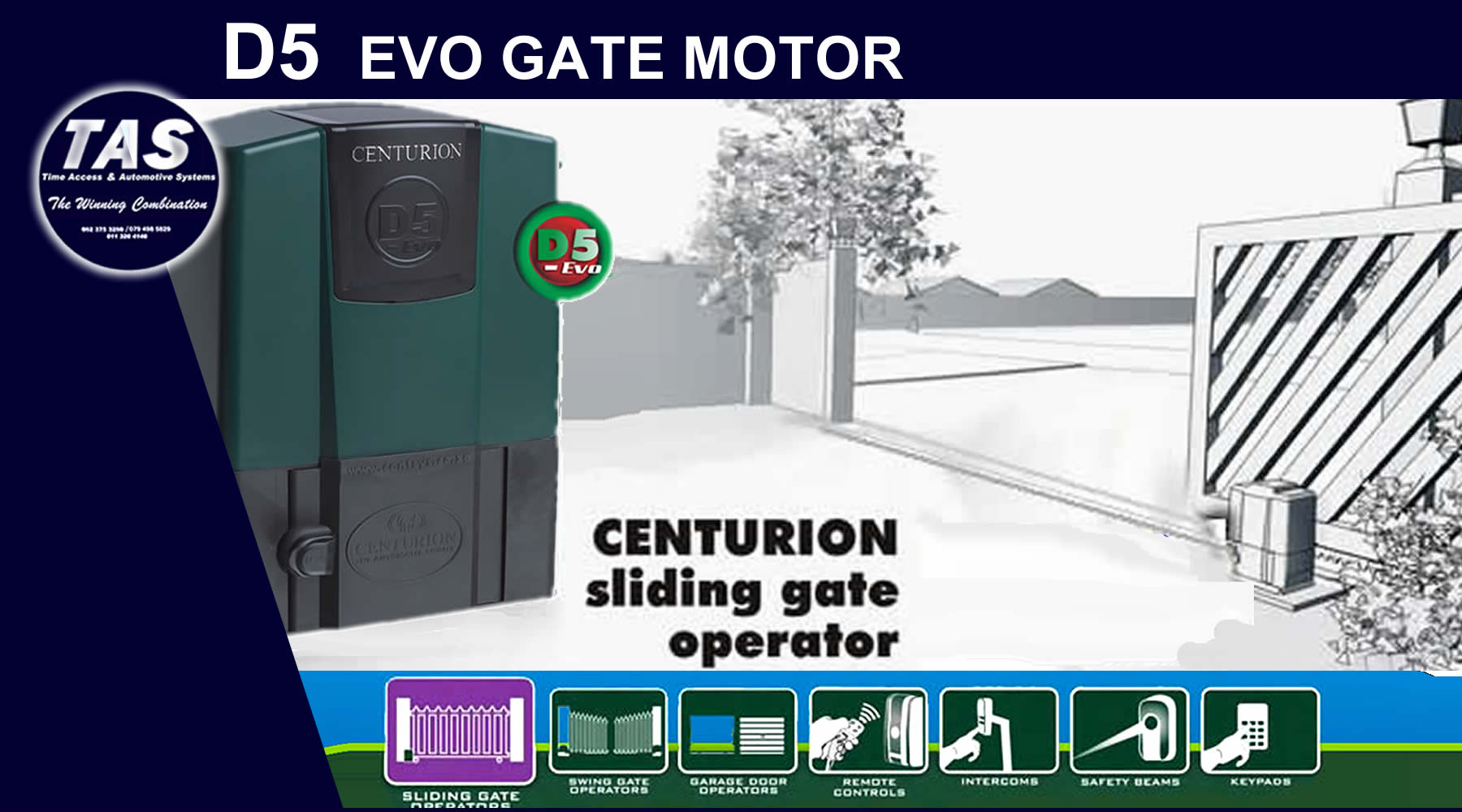 D5 EVO Gate motors-security-control DOMESTIC AND LIGHT-INDUSTRIAL SLIDING GATE MOTOR - security control banner